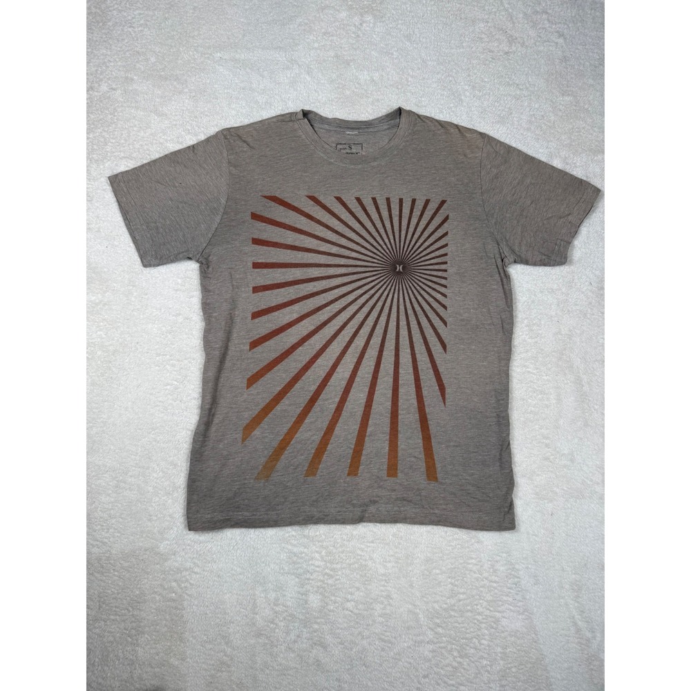 Hurley‎ Graphic T-Shirt Mens Small Gray Sunburst Surf Skate Tee Y2K